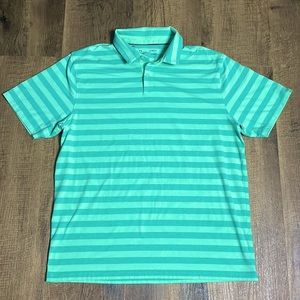 Under Armour Men’s Green stripe cotton polo loose fit Heatgear size XL
